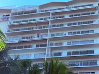 On the beach looking up