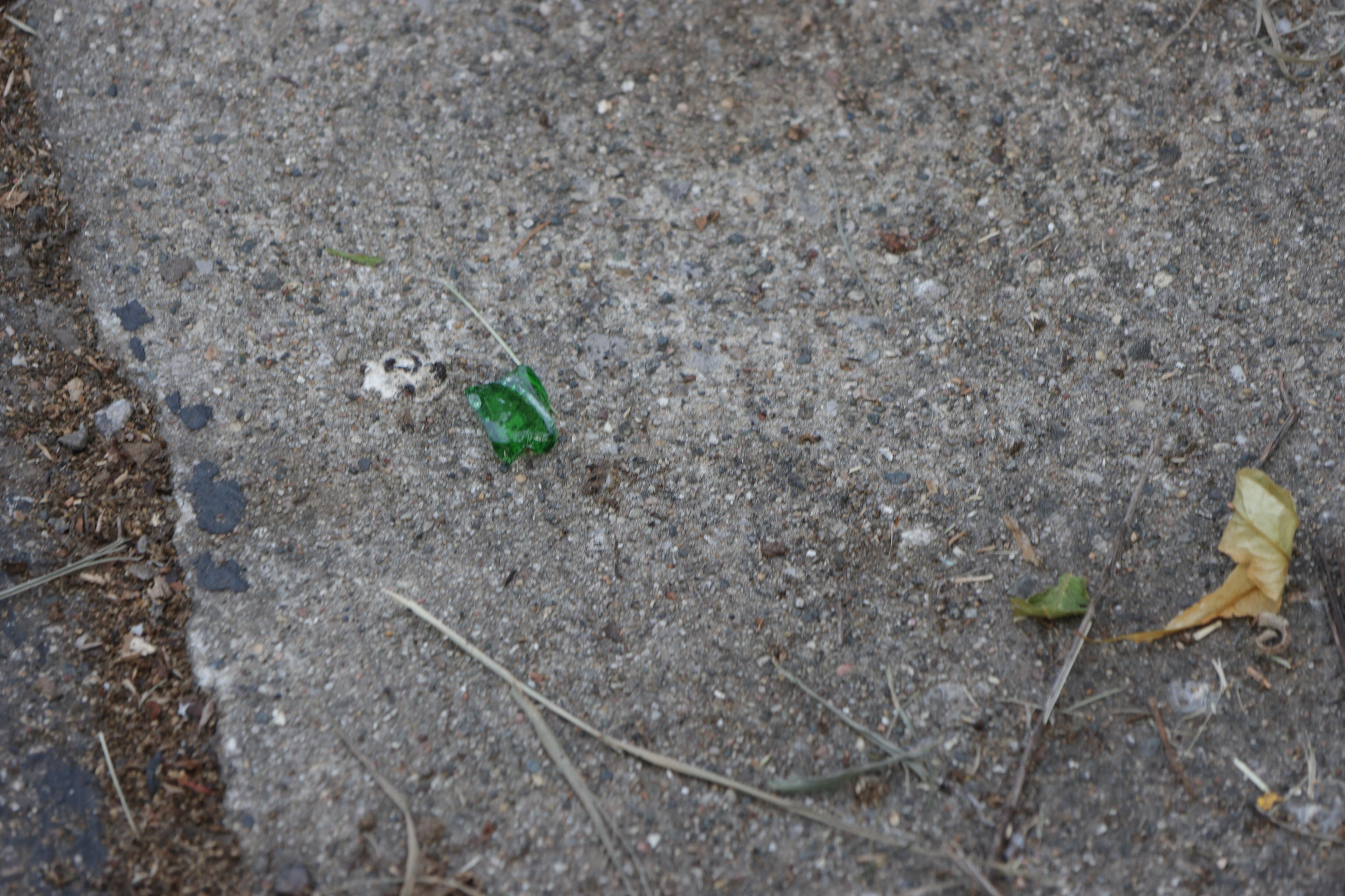 Broken glass in parking lot