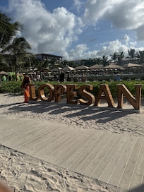 Pool side by private beach