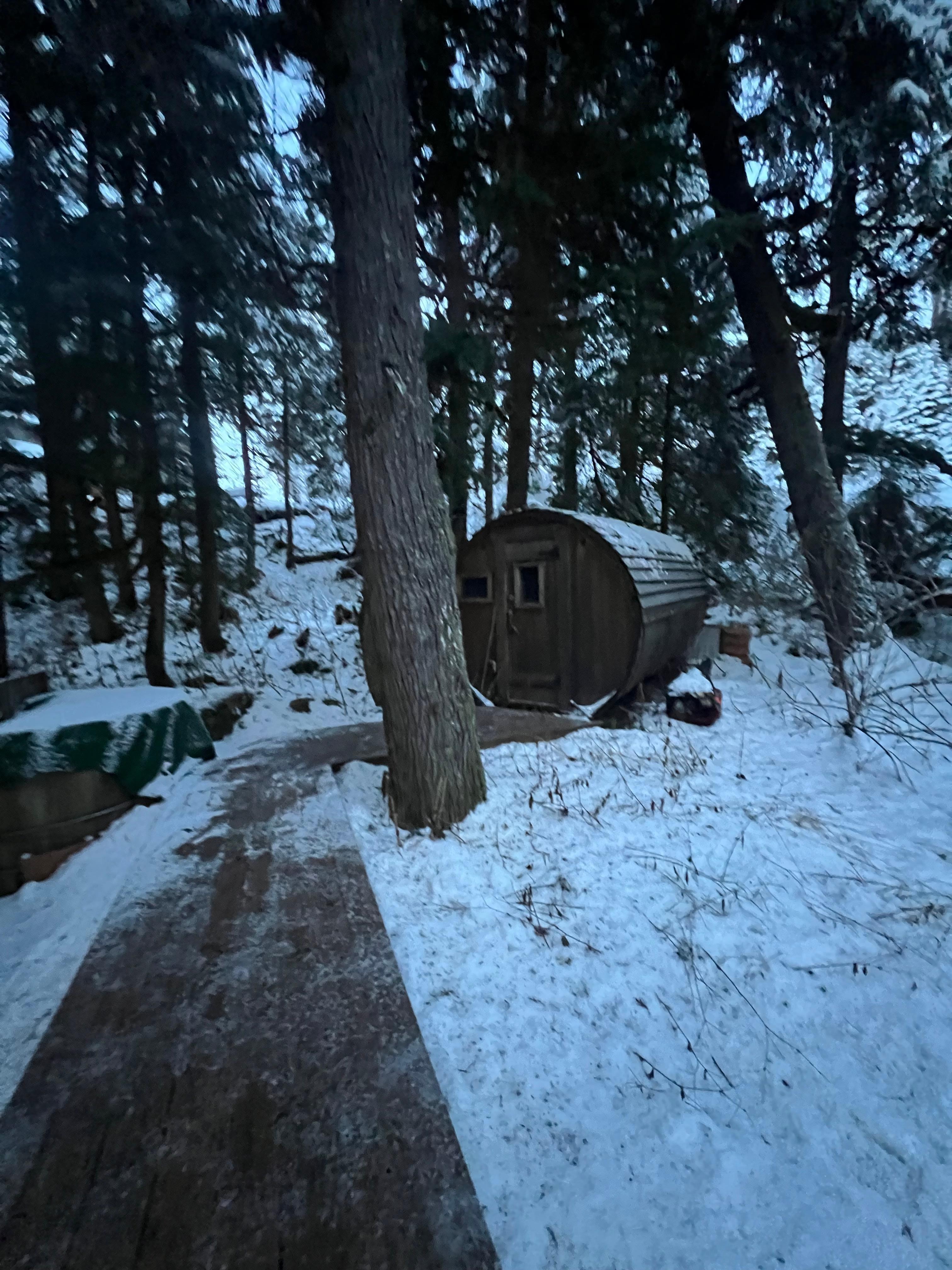 The wood fired sauna was so cozy and a great place for us to hang out and be warm. 