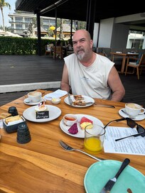 Breakfast and staff made cake for husband birthday