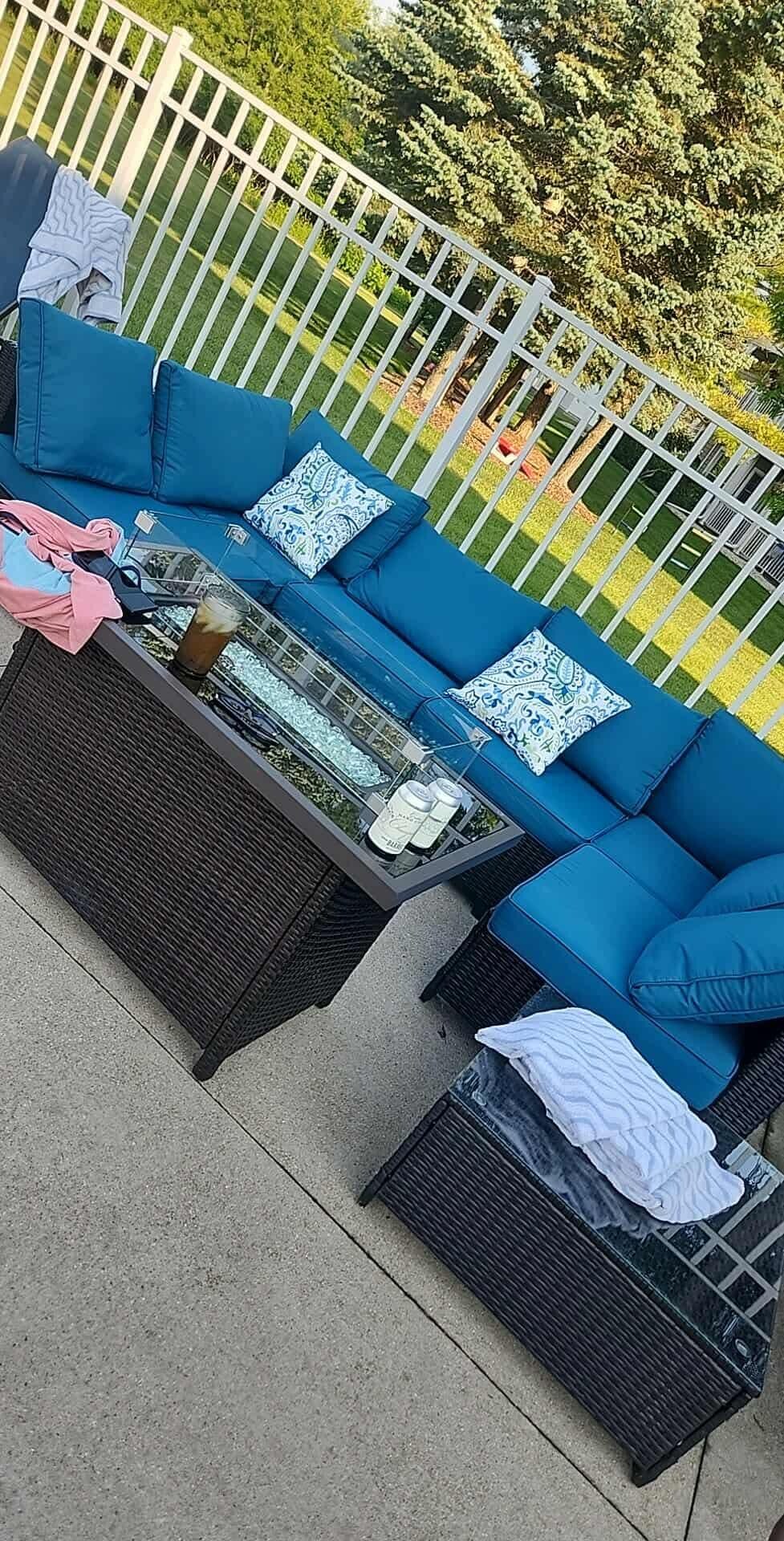 Poolside fire tables and seating is great 