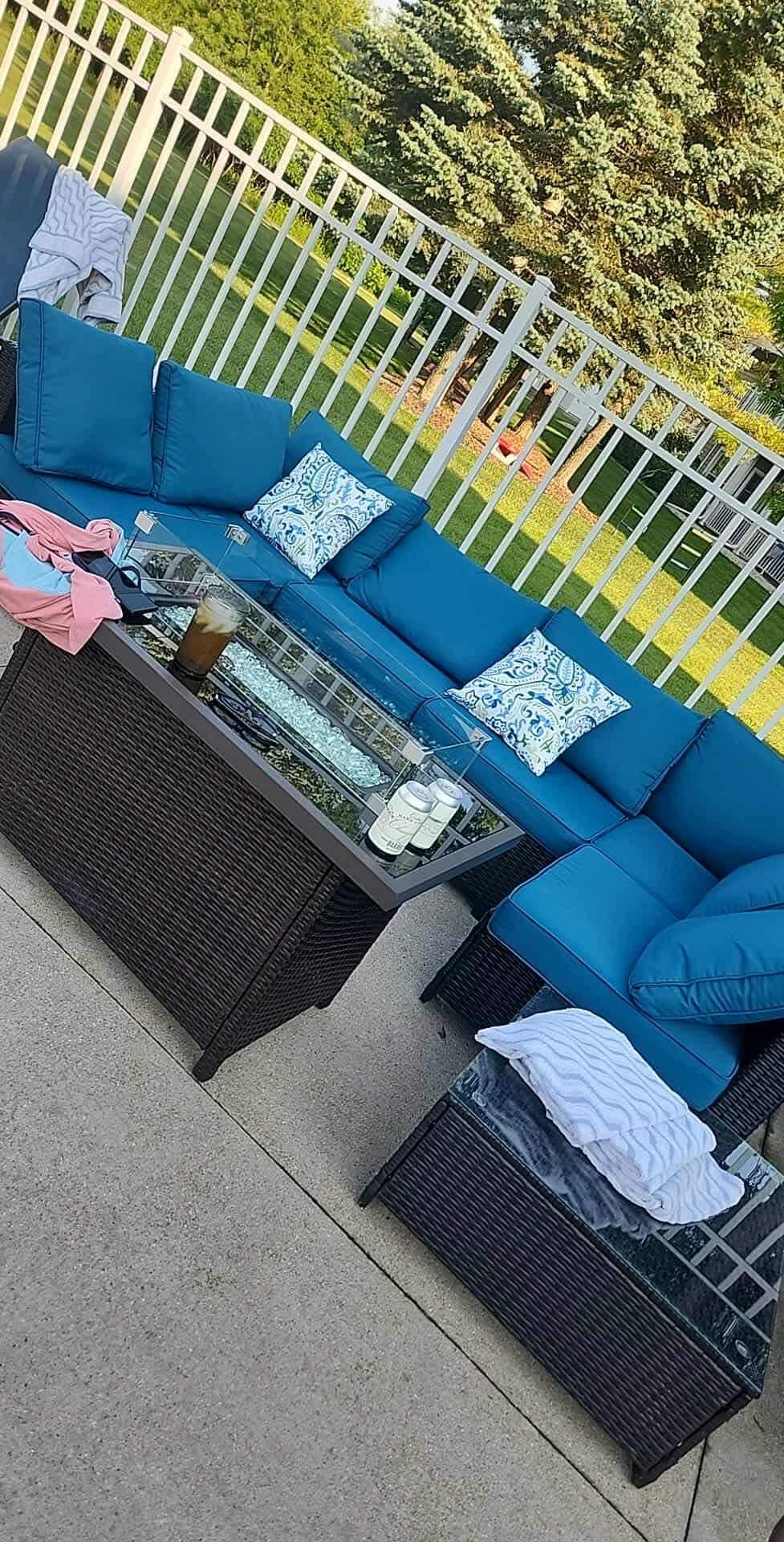 Poolside fire tables and seating is great