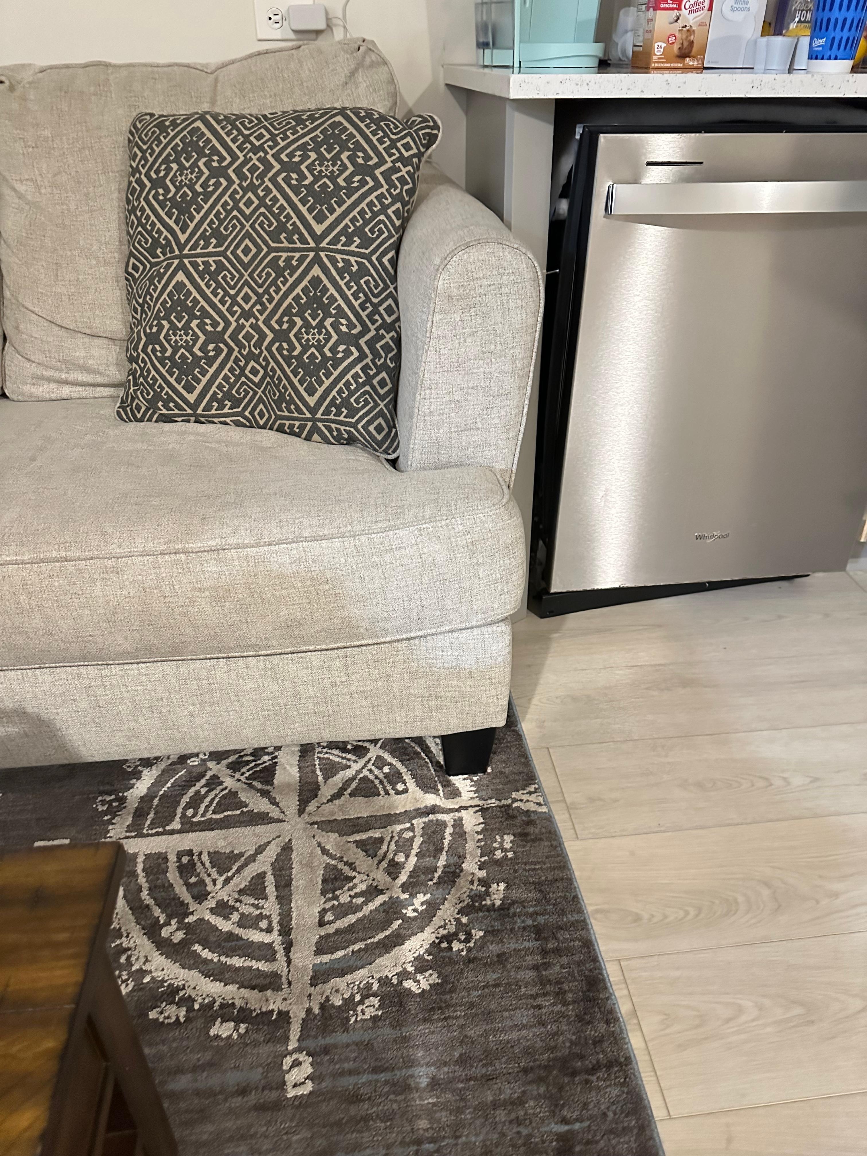 This is the "Futon" up against a broken dishwasher