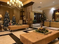Hotel lobby decorated for the holidays!