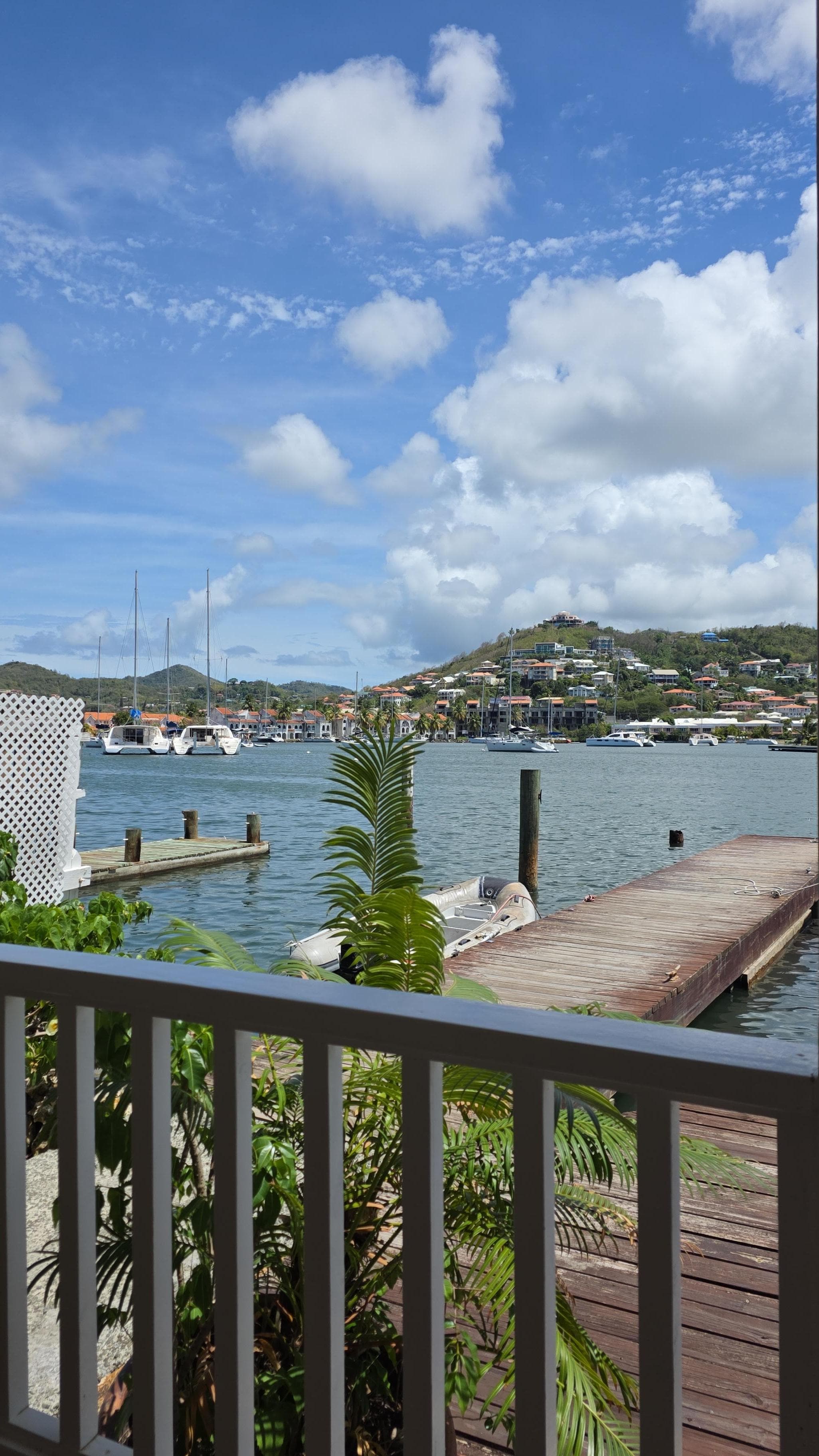 View from our room with direct access to marina. Lovely view.