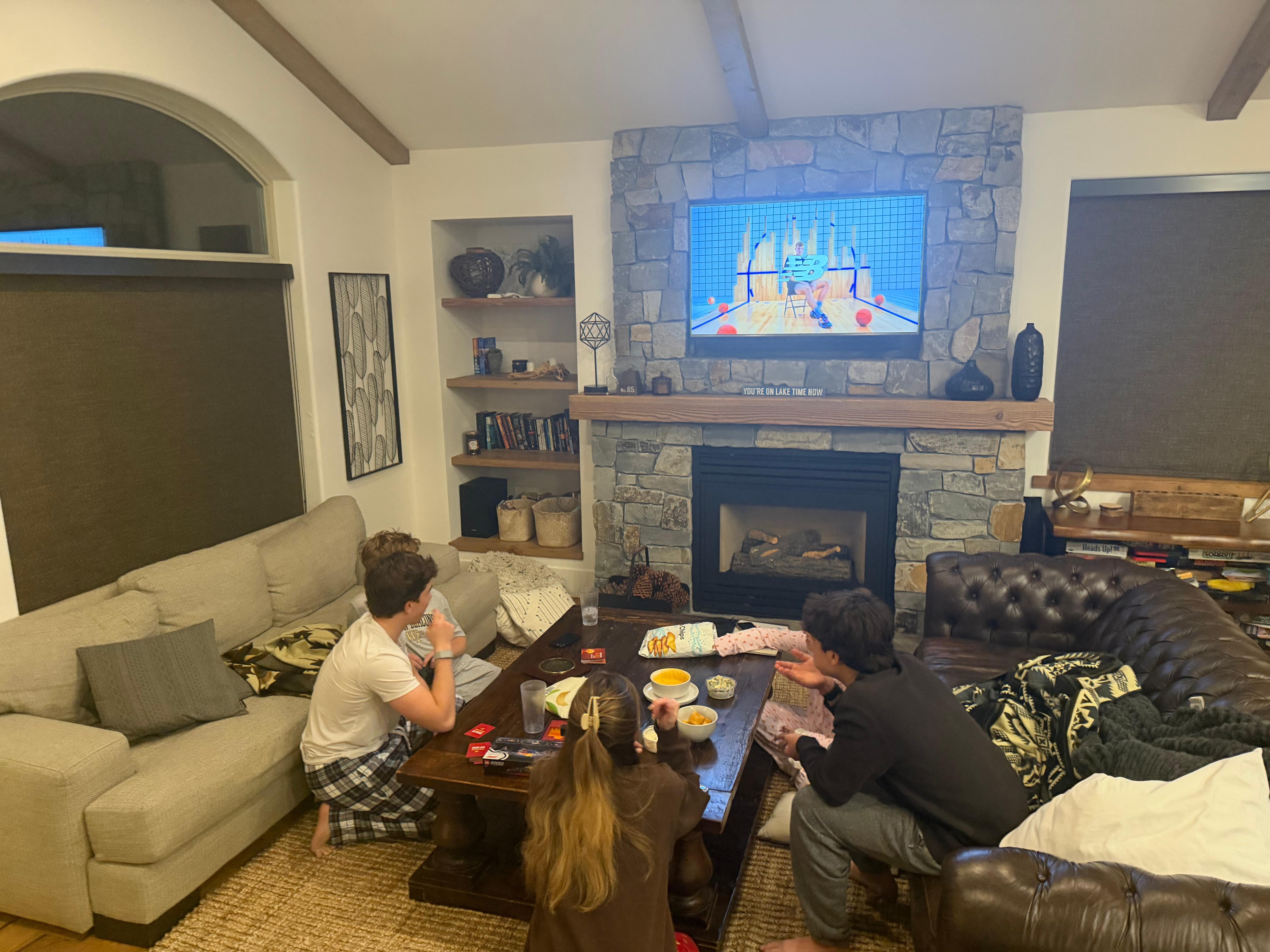 Game night in the family room.
