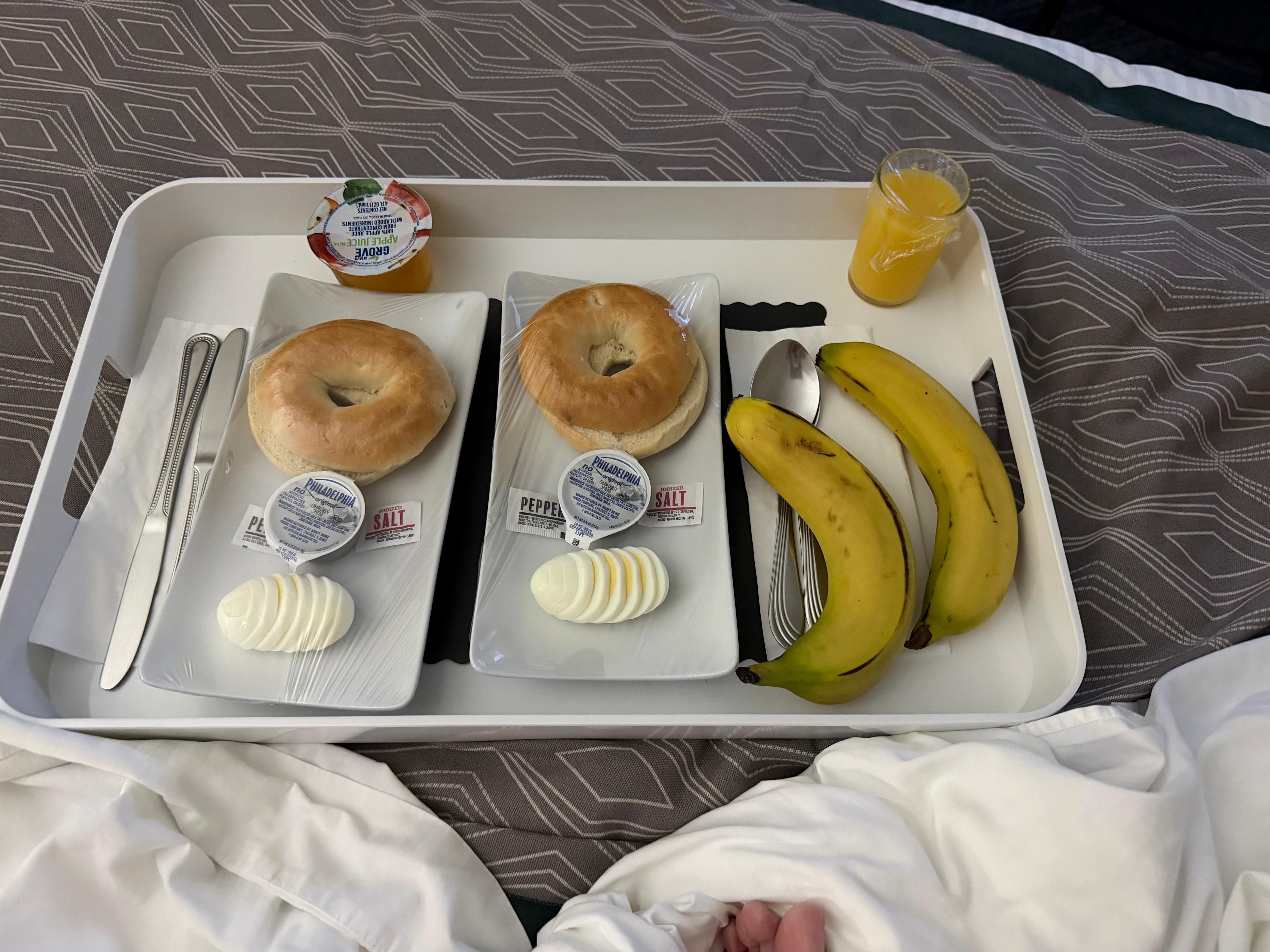 Our “continental breakfast” delivered to the room. 