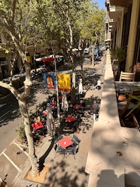 Café Adonis below (from our balcony).