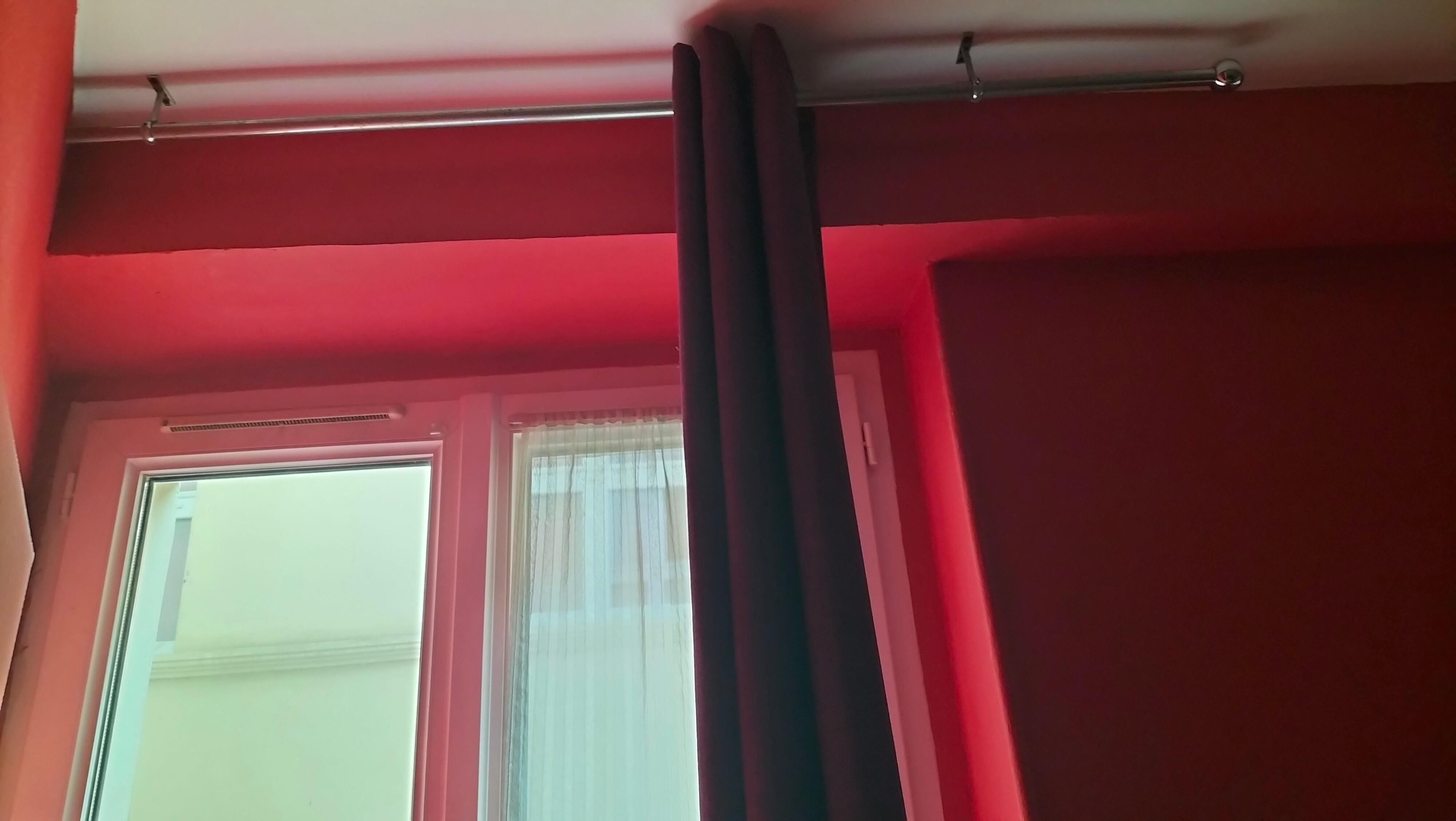 The curtains don't quite cover the windows sometimes. 