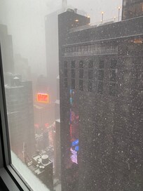 Snowy view from the 37th floor room