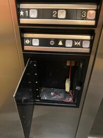 Missing phone in elevator and none of the lights worked