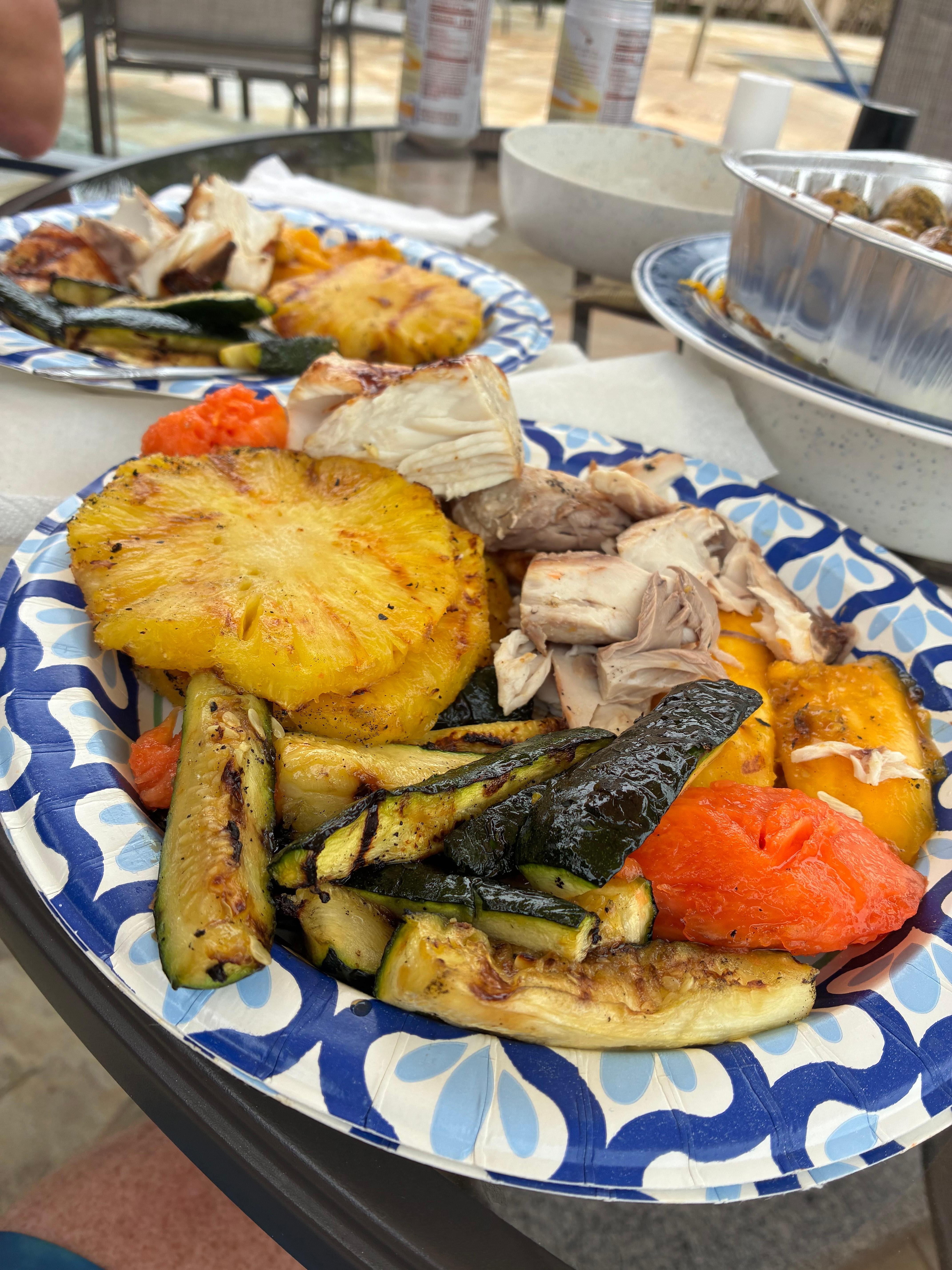 The poolside grill was perfect for preparing our own fresh fish dinner.