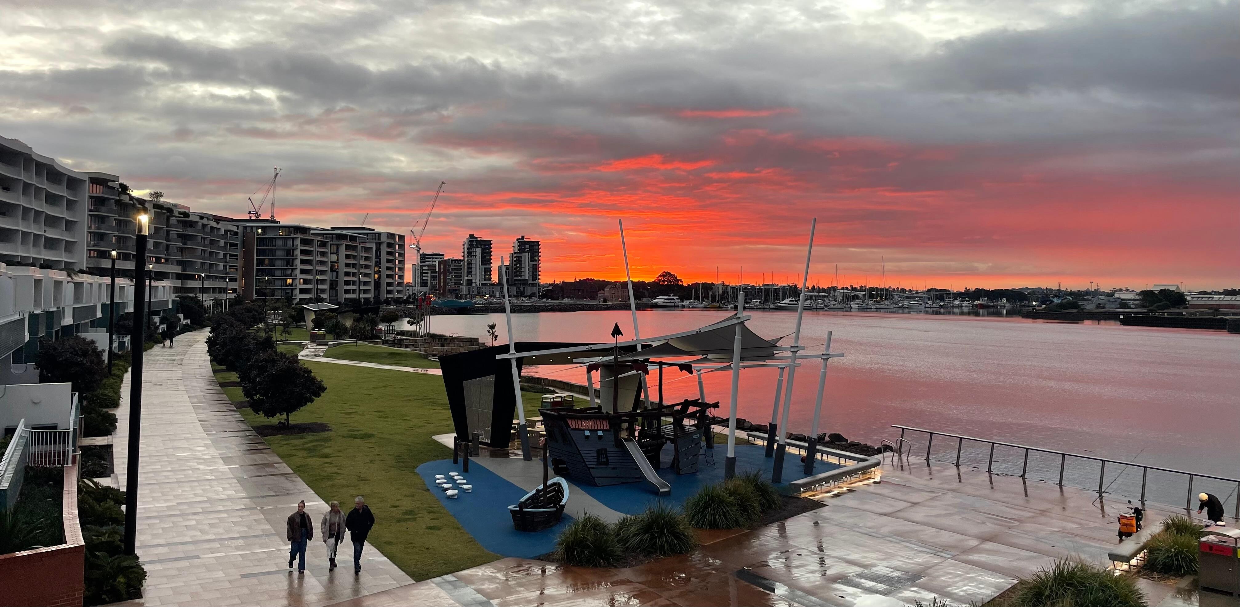 Sunset view from the apartment’s patio.