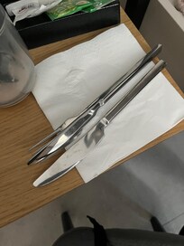 Cutlery, I was allowed to have and eat my dinner first day that I brought outside with me in my room when I checked in despite not being able to bring my breakfast upstairs due to hotel rules from “manager or owner” which is contradictory