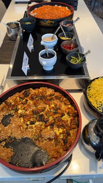 Just one of many tables of food