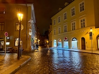 Street to our hotel at night