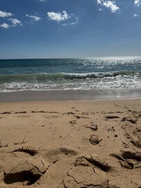 The beach is just across the road