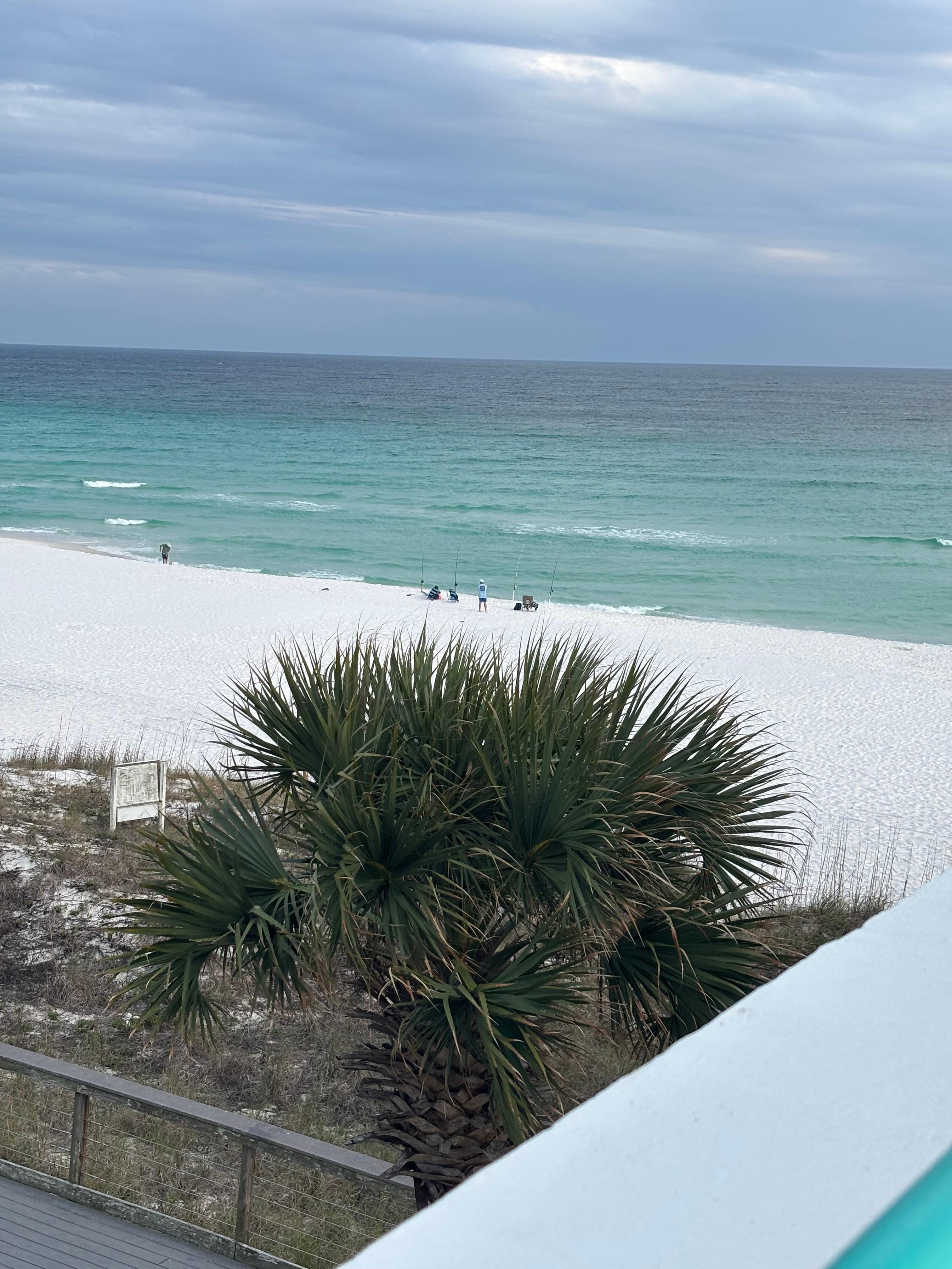 View from bridge to beach. 