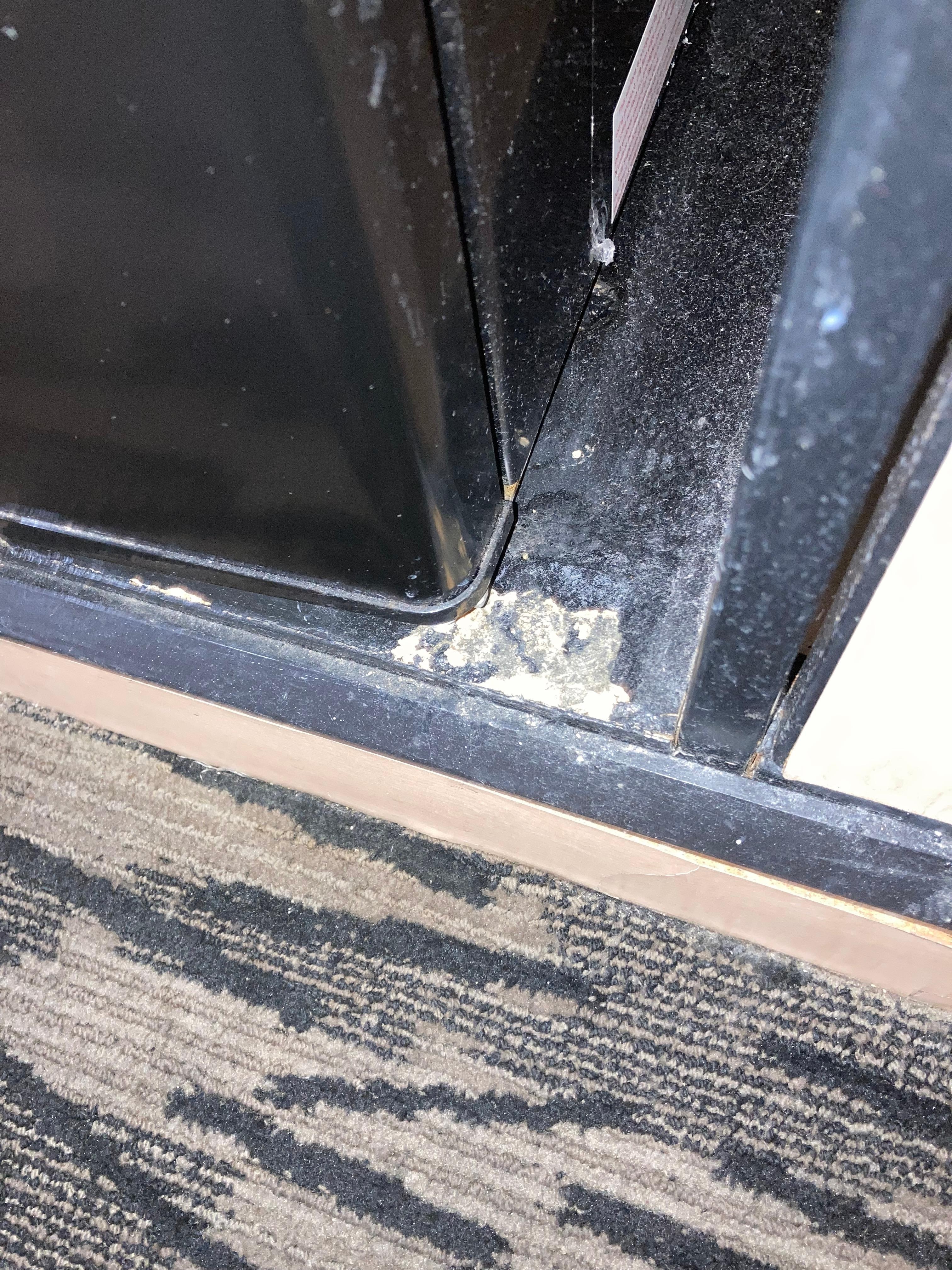 Refrigerator had dirty scum under corners