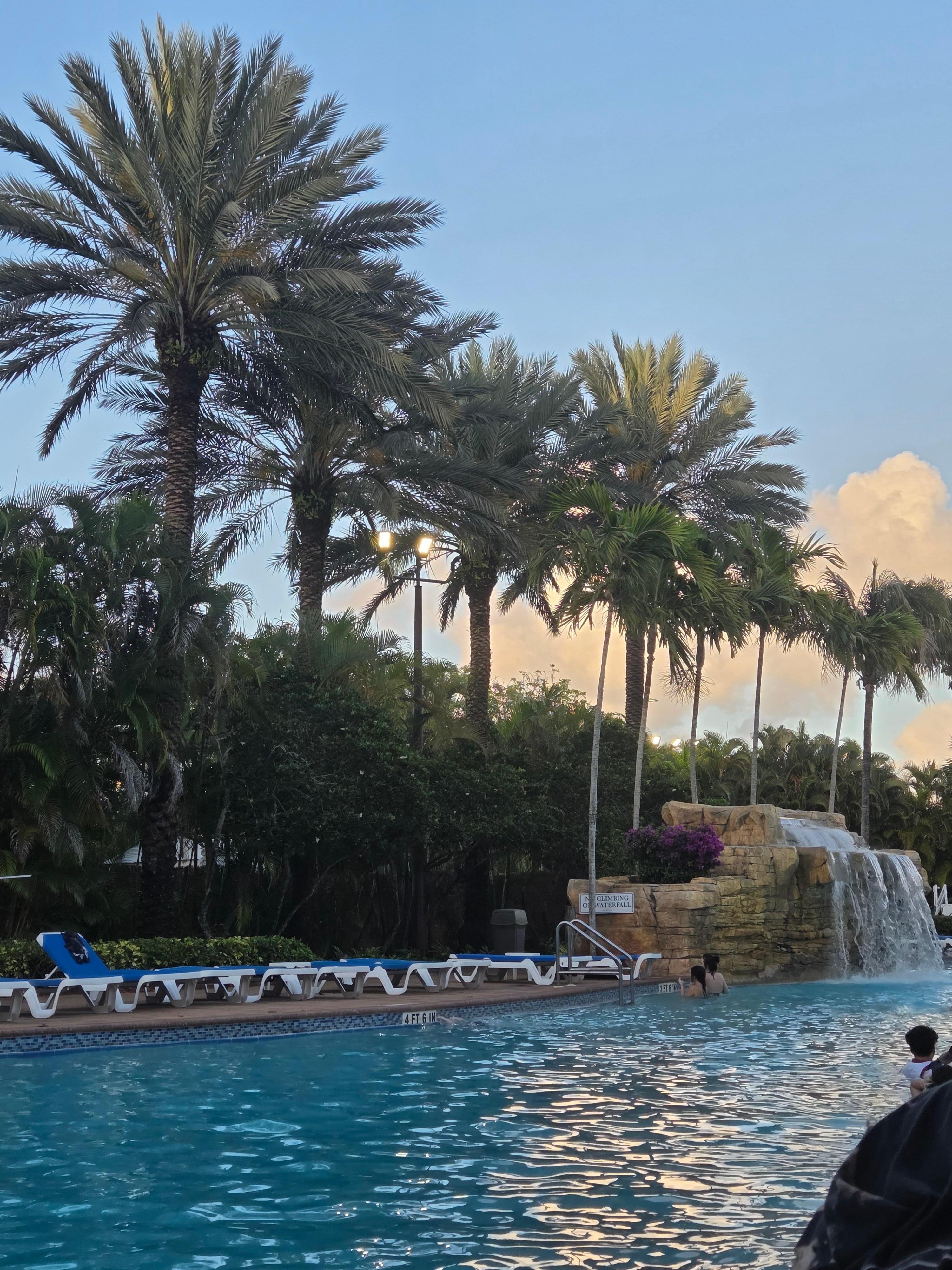 Very nice long pool with a waterfall. 