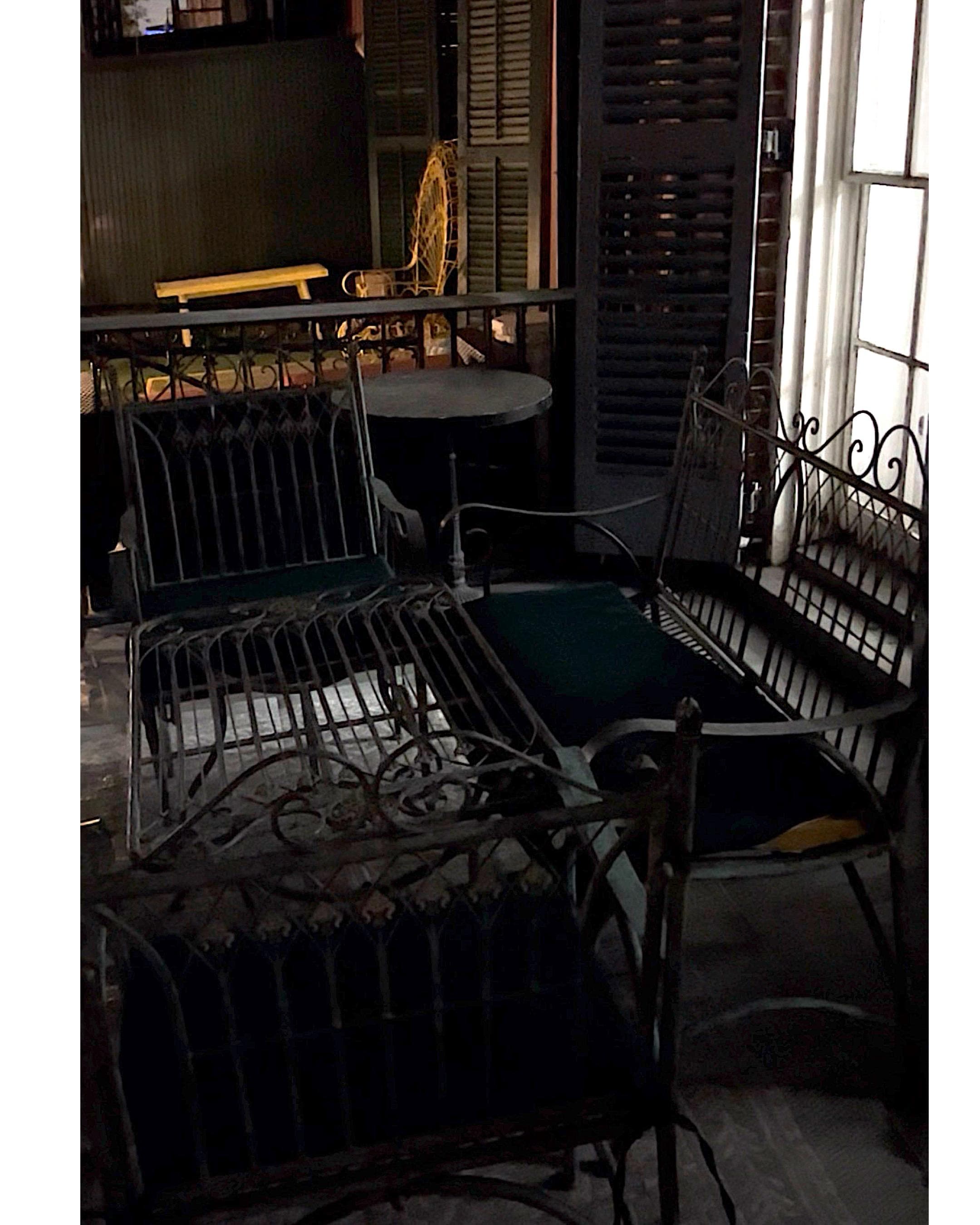 The ripped pillows with holes and exposed foam for the rusted beat up furniture. As well as the glass table, minus the glass of course.