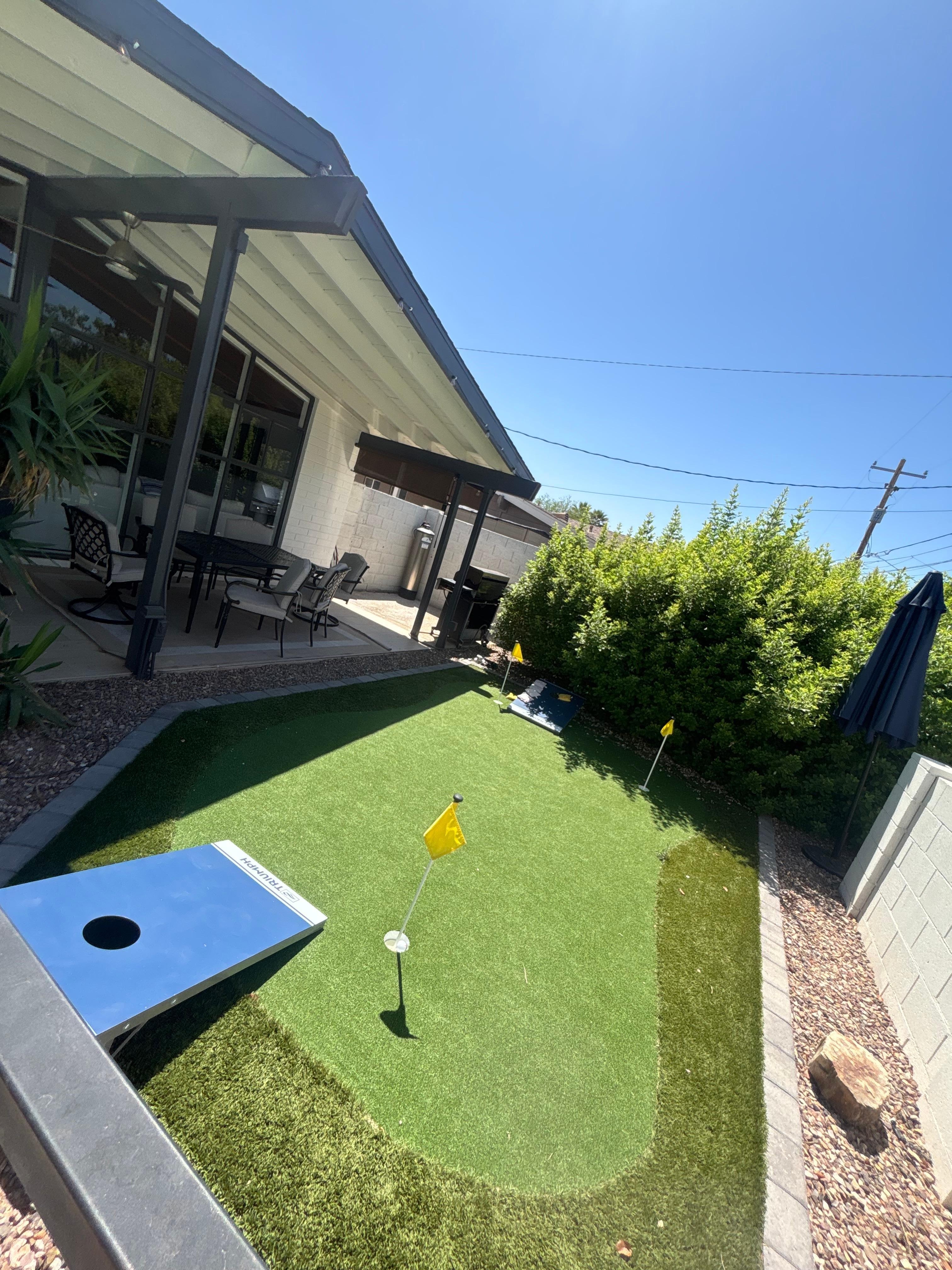 The outdoor patio was super fun and spacious with a table to also play beer pong and cups and ping pong balls provided!!