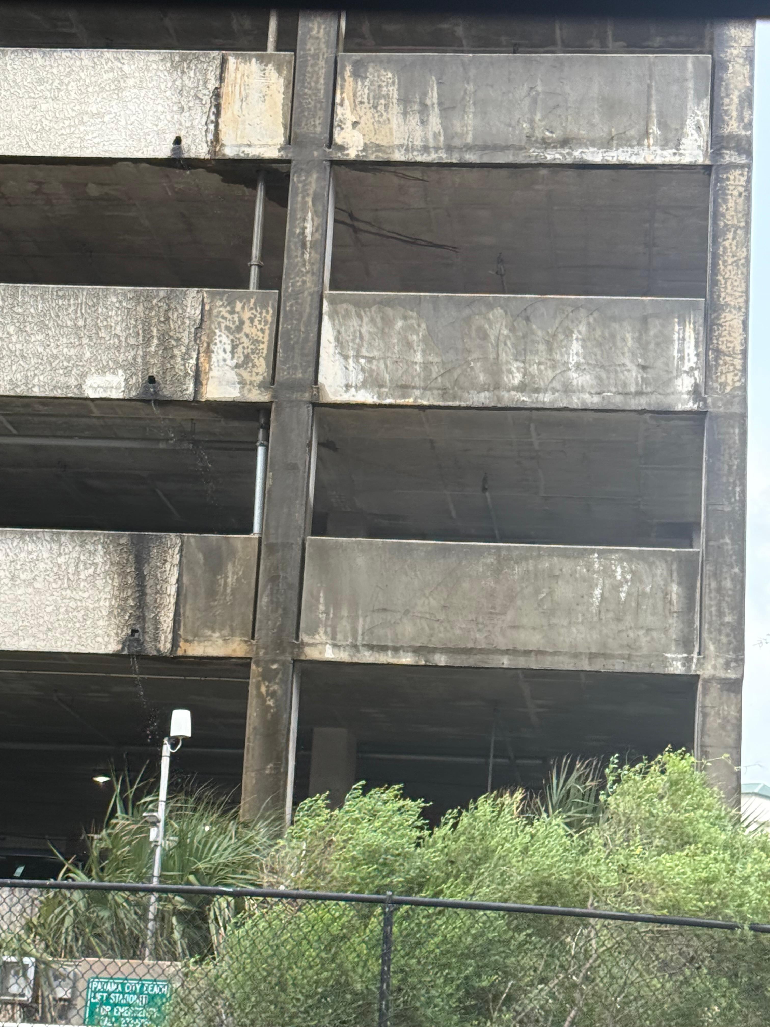Outside of the building parking deck.
