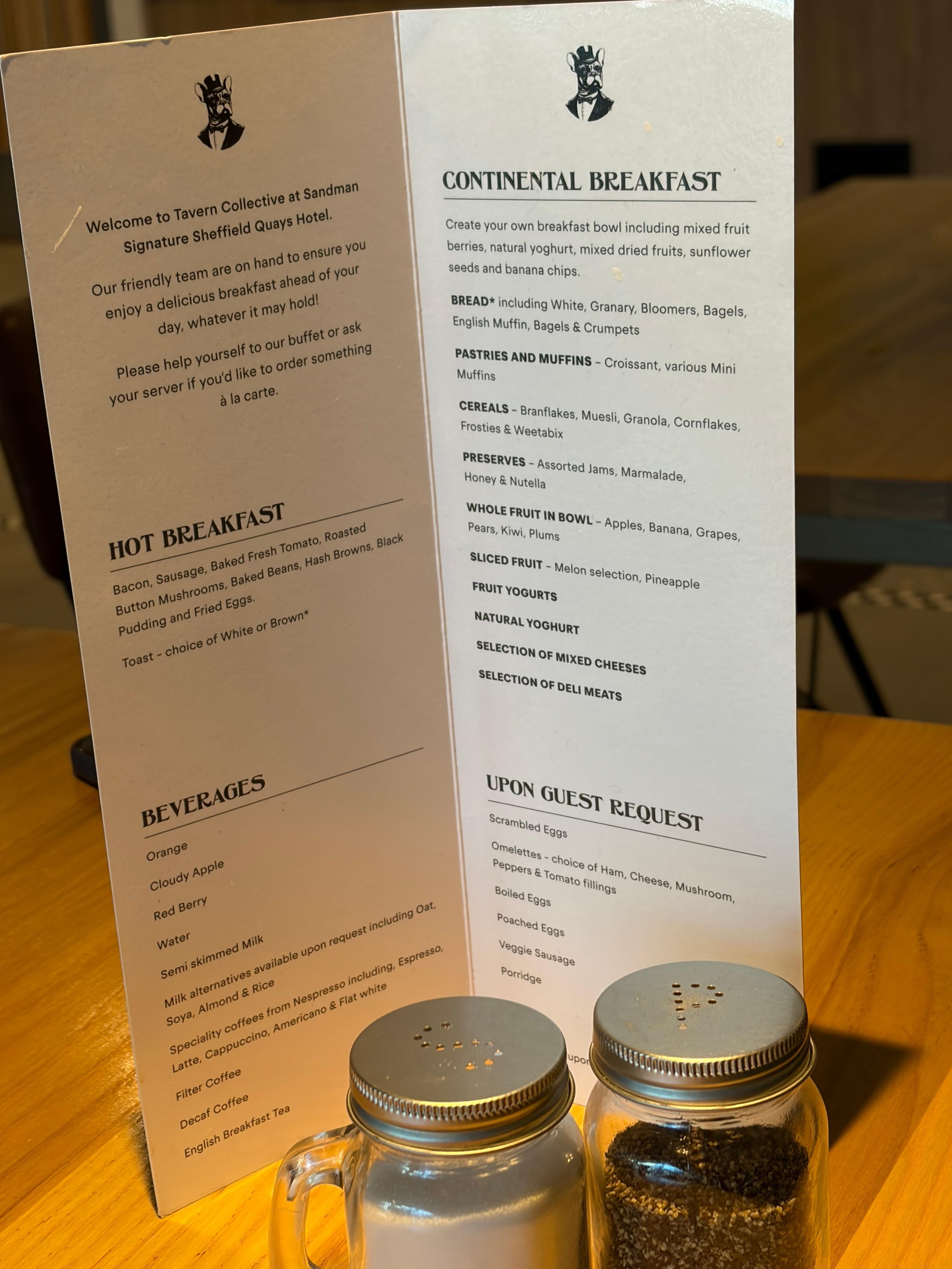 Breakfast menu