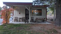 our little porch with seating