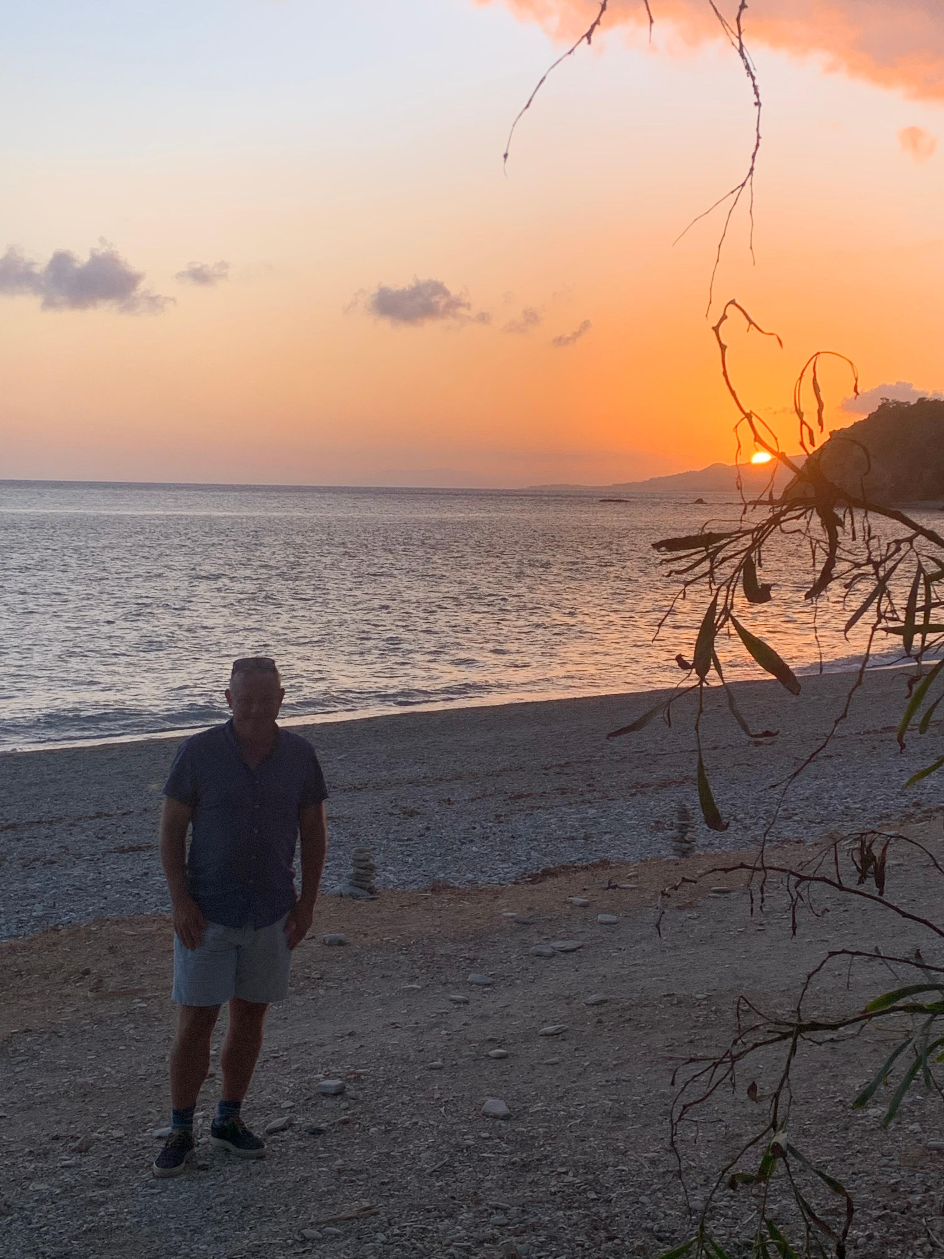 Sunset on the beach below the house.