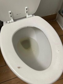 Toilet with dirty bowl water