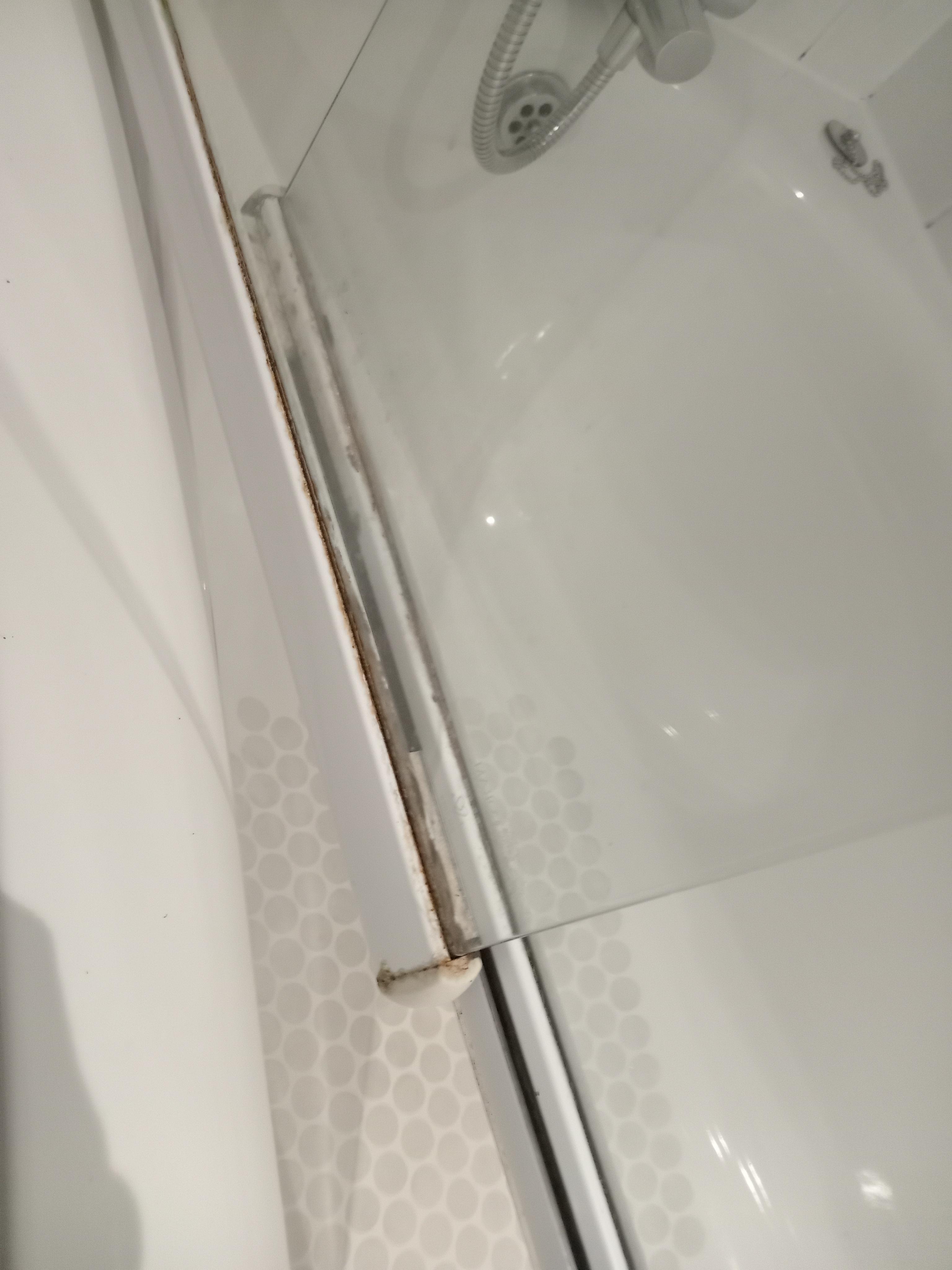 Mould and rust on shower screen (which didnt function) 