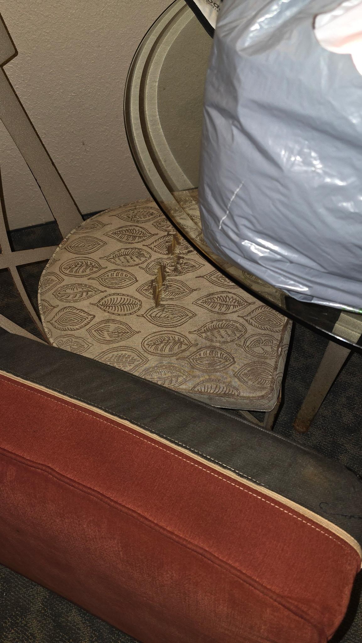 Another dining room chair torn, worn and dirty.