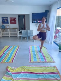 Yoga in the pool house