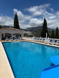 Pool view with Frigiliana in the background