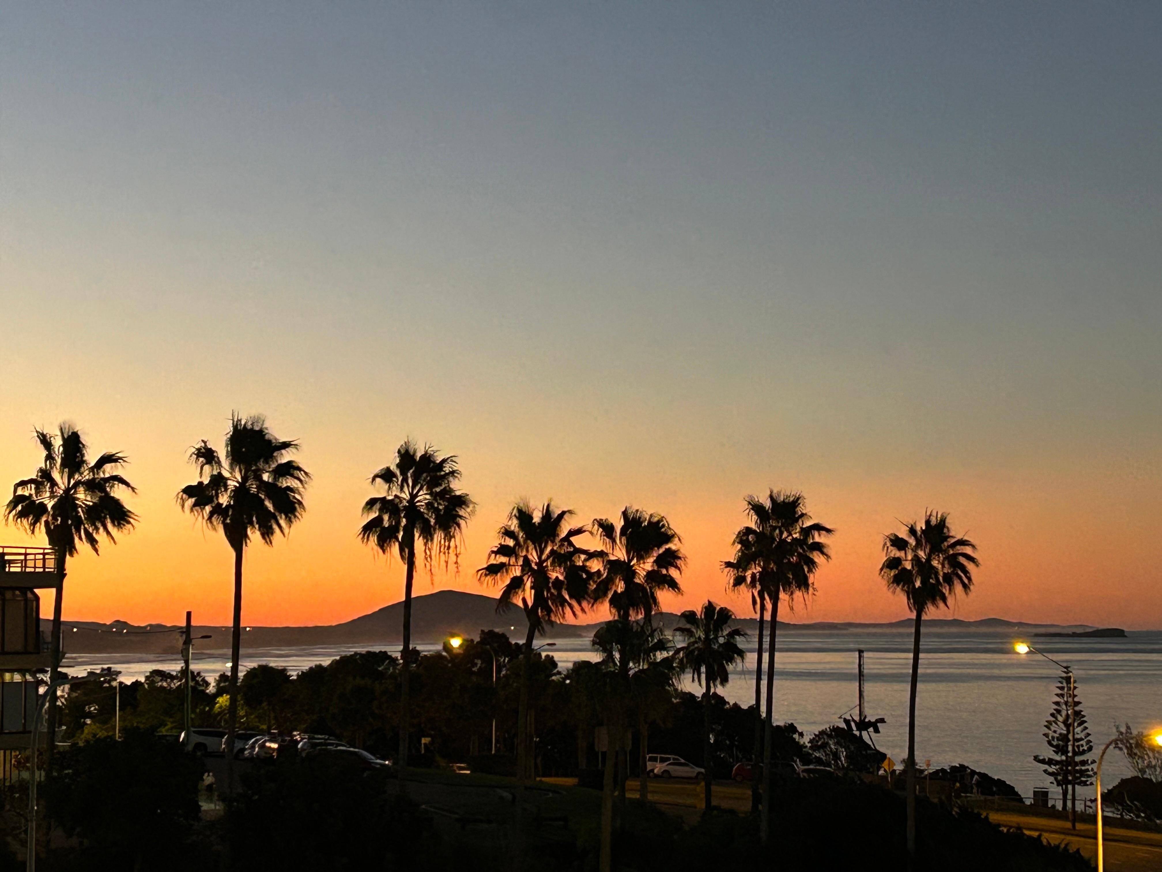 Sunset from balcony looking towards Alexandra Headlands