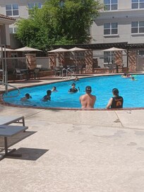 Pool with hotel guest