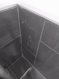 Spiderwebs in corner of bathroom