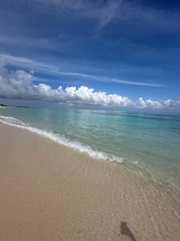 Down from the condo a little the beach is so clear!