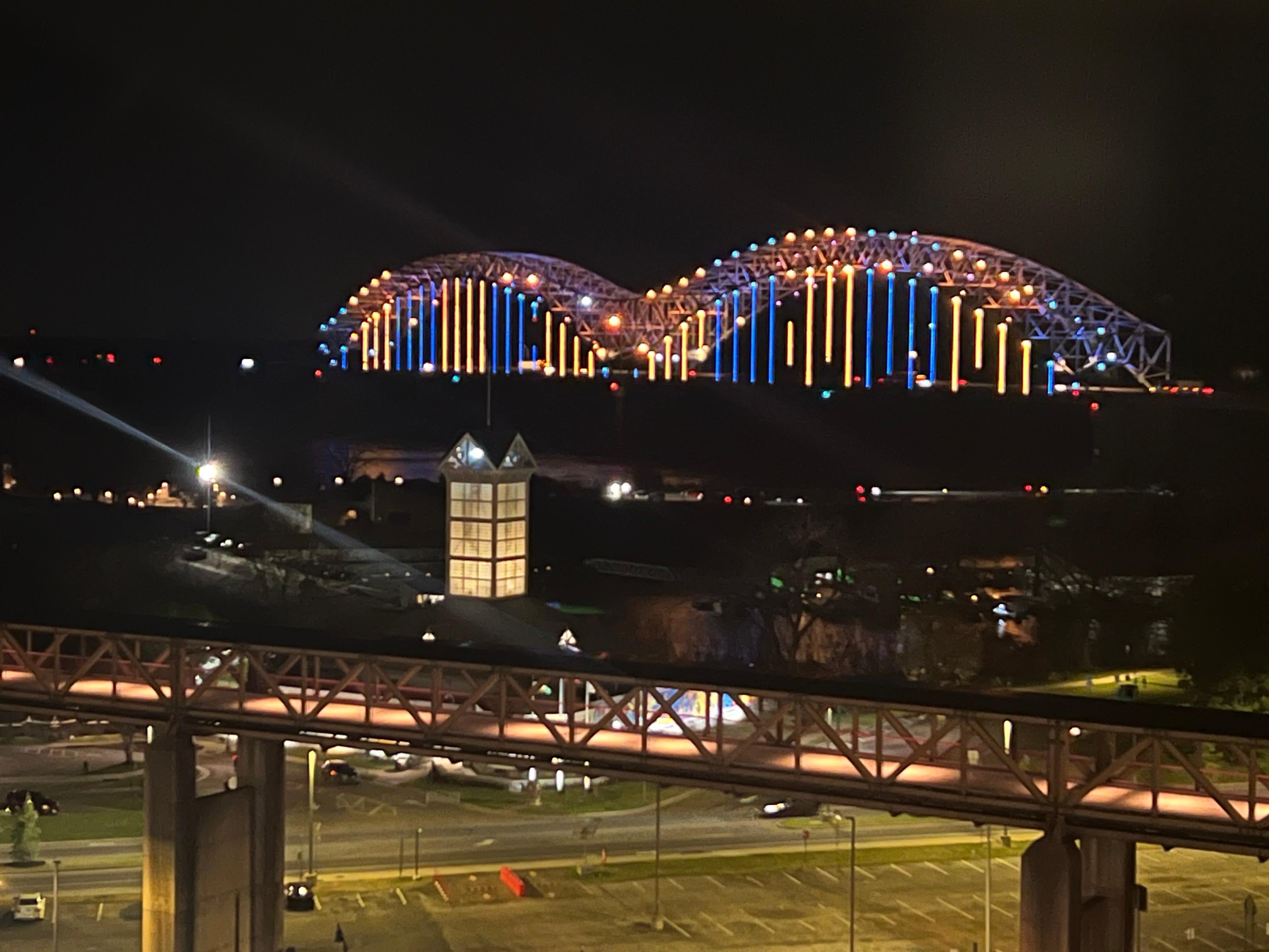 View of river front and bridge from our room.