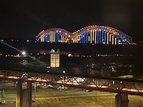 View of river front and bridge from our room.