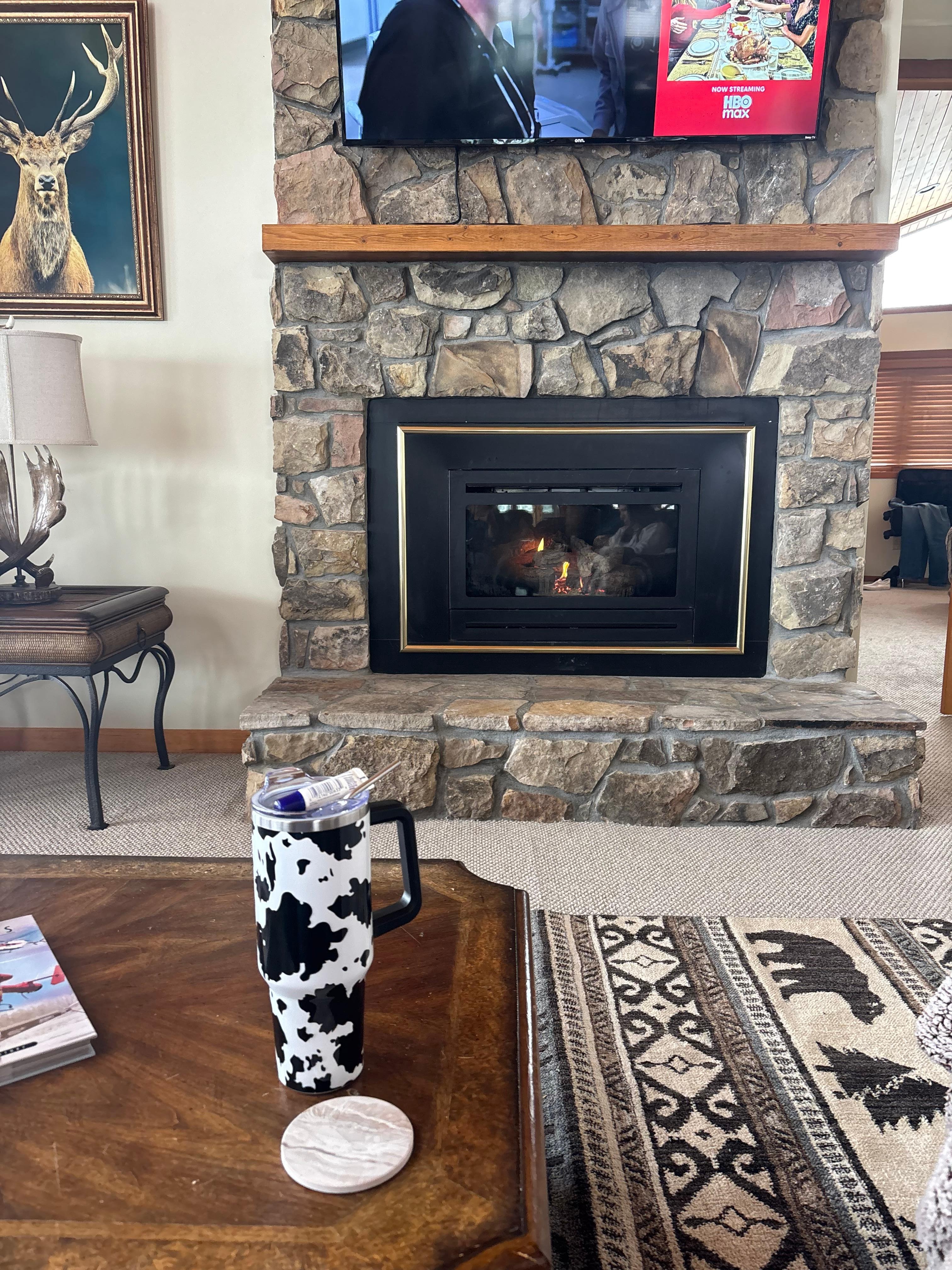 Relaxing by the fire place 