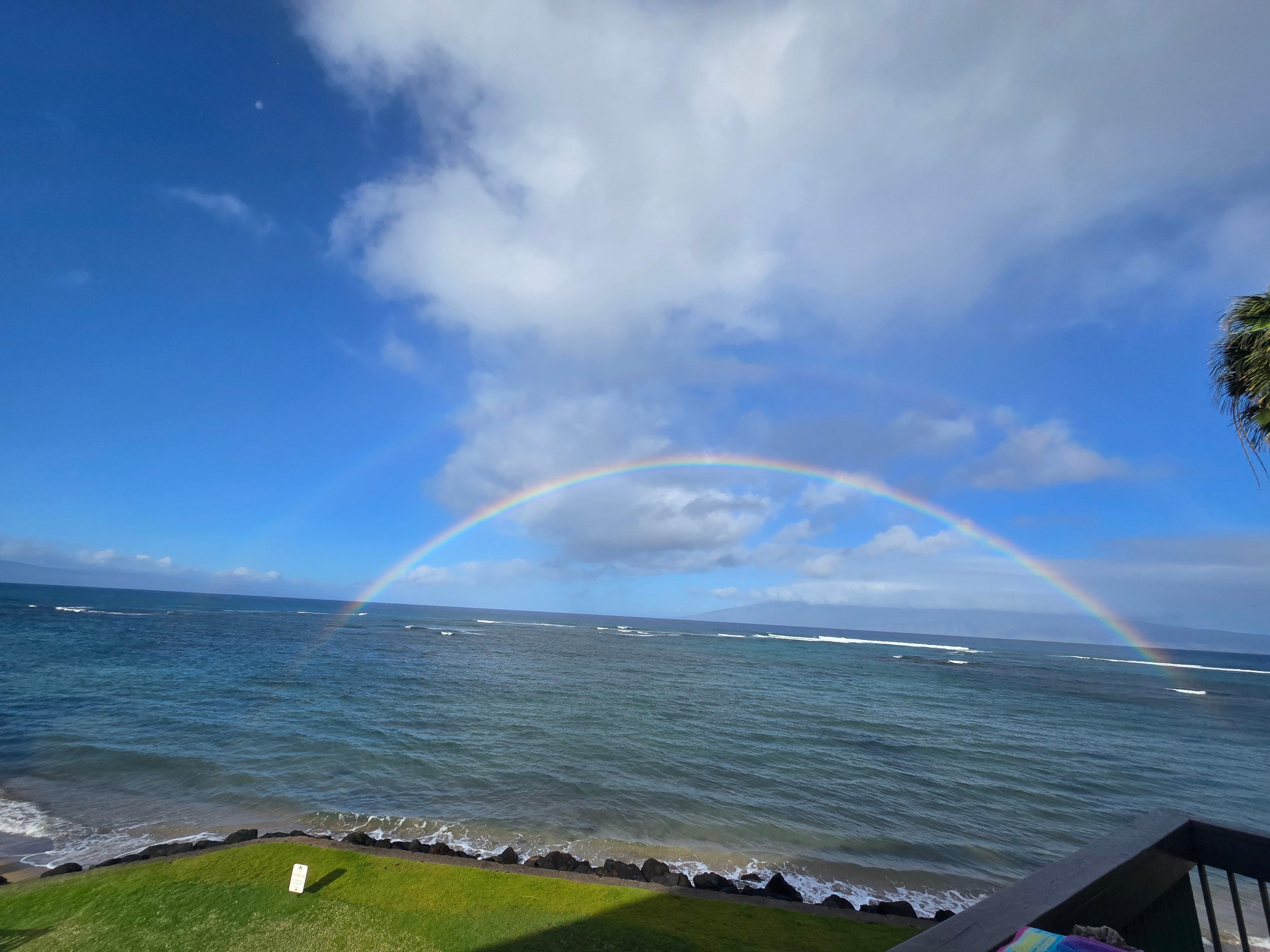Rainbows almost  close enough to touch right off the balcony 