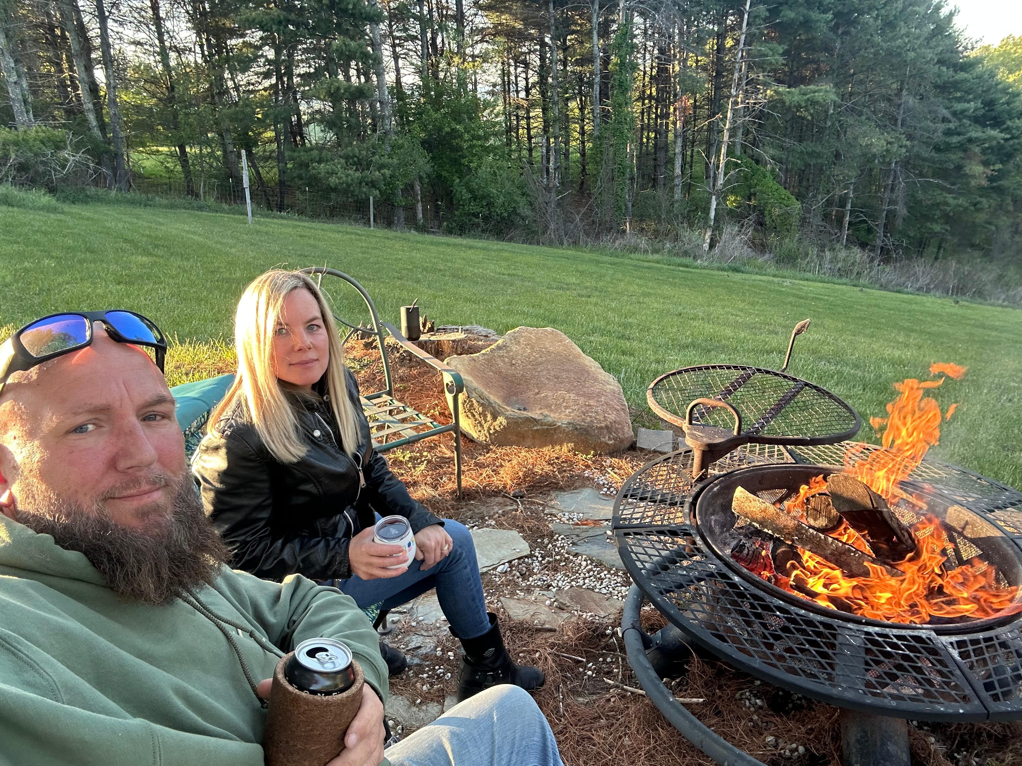 Relaxing at the firepit