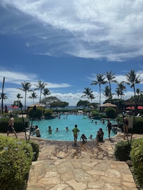 One of the many pools on the property