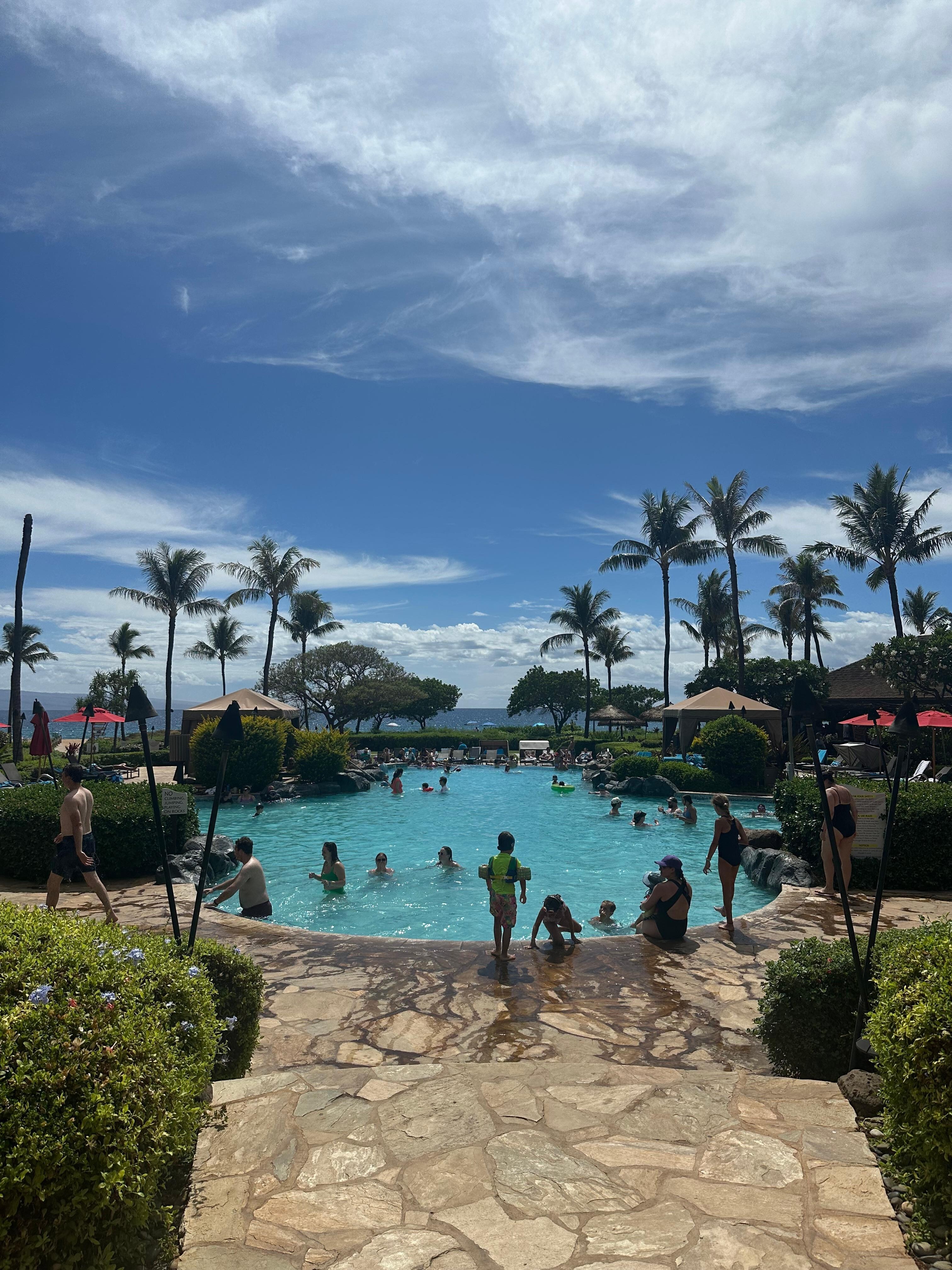 One of the many pools on the property