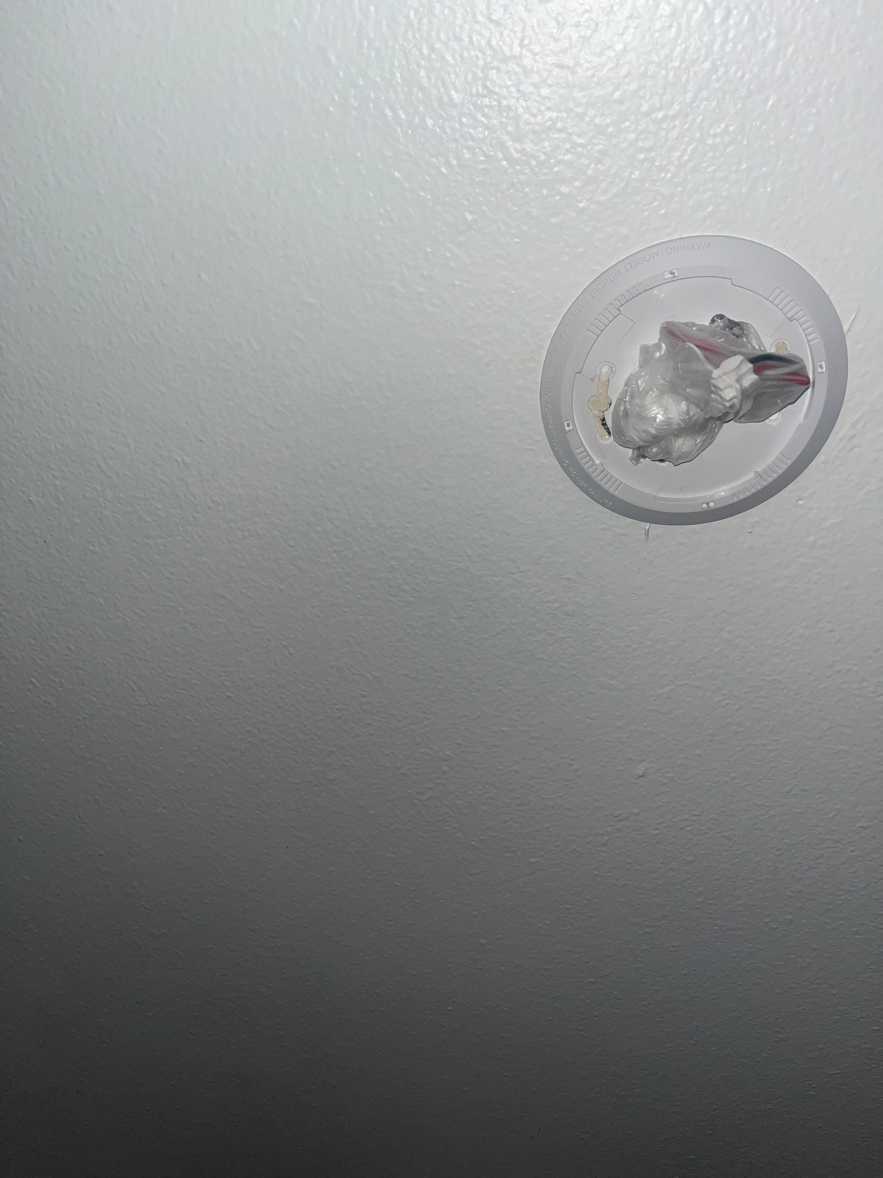 Another angle, I’ve smoke detectors, wiring portion attached to ceiling, detached from detector itself