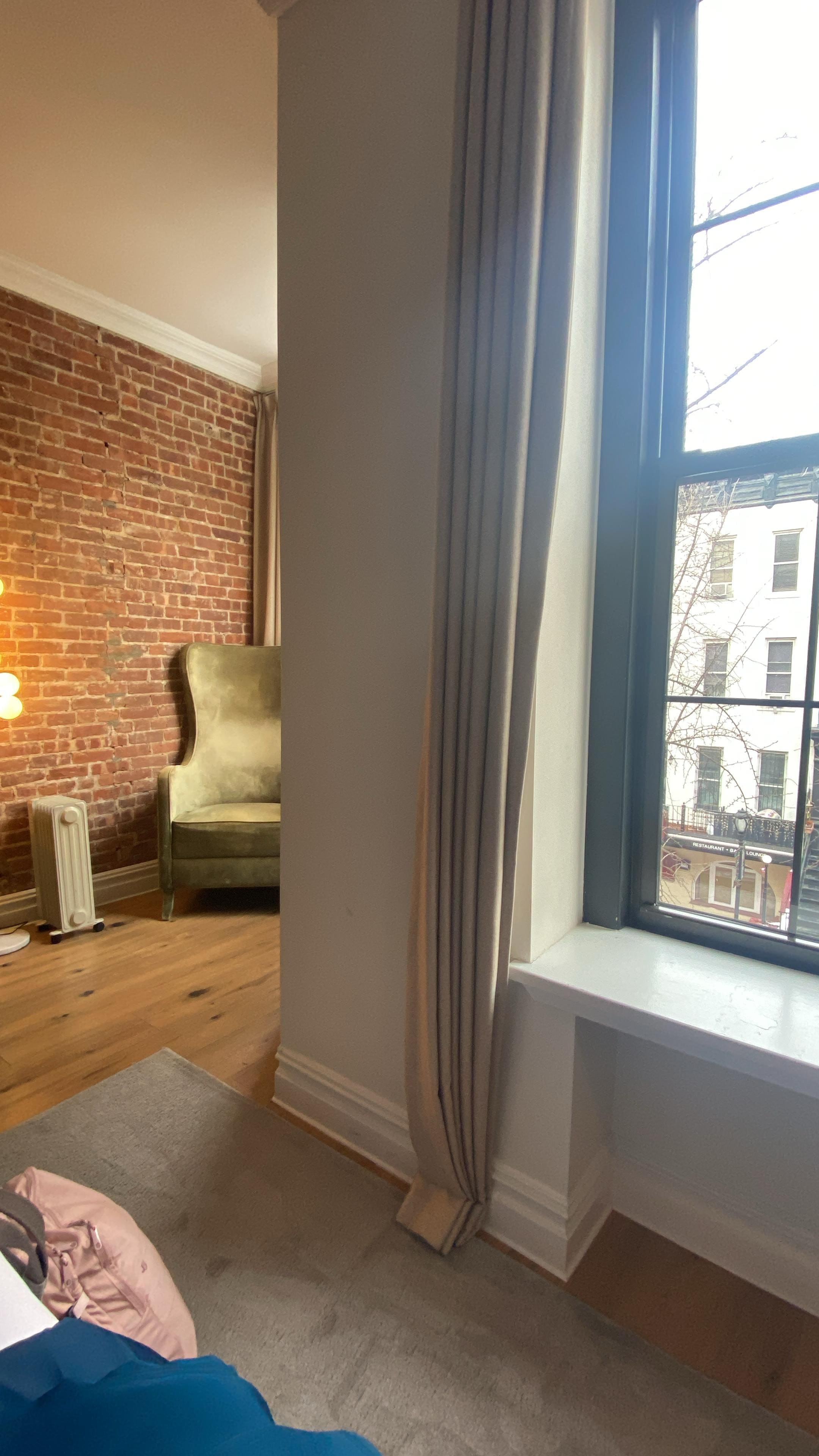 Huge windows, nice decor