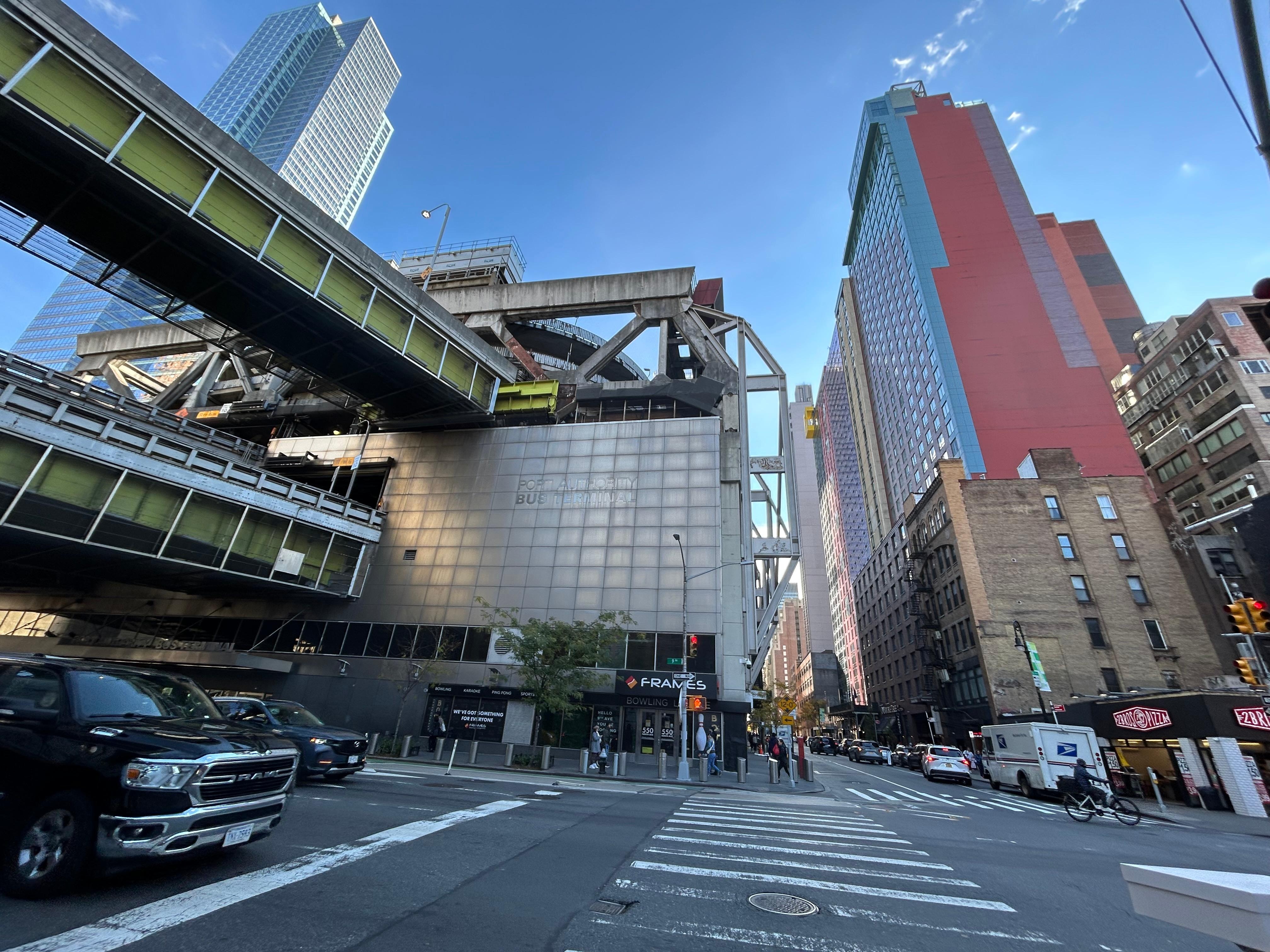 Side view hotel to right- left authority bus centre. Good connections